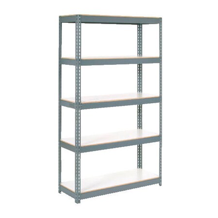 Global Industrial 5 Shelf, Extra HD Boltless Shelving, Starter, 36inW x 12inD x 84inH, Laminate Deck 235430GY